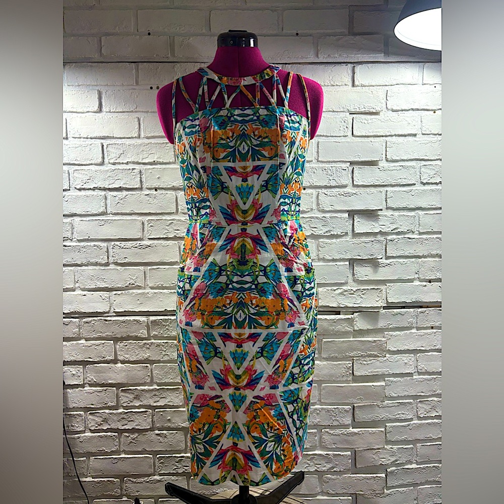 Adrianna Papell bright floral cocktail dress